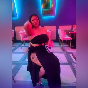 Strapless shimmer dress made by Meshki